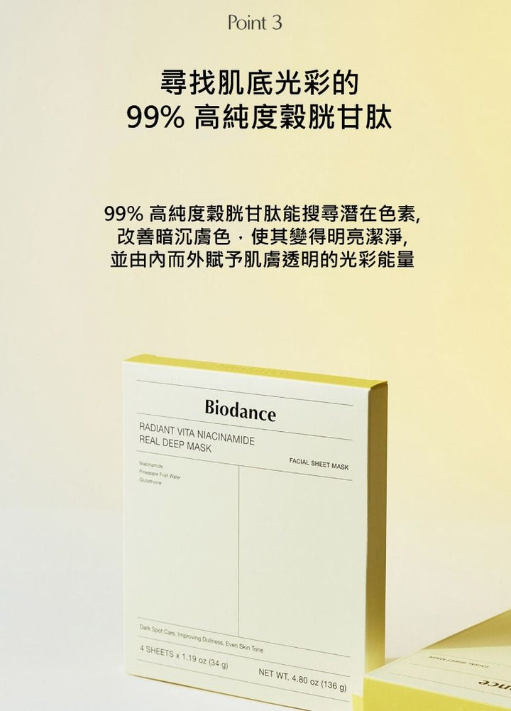 Biodance RADIANT VITA NIACINAMIDE REAL DEEP MASK 韓國 原廠正貨