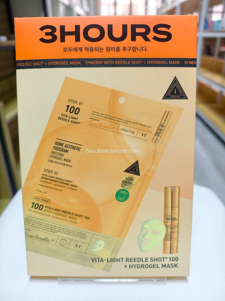 VT 3HOURS VITA-LIGHT REEDLE SHOT 2STEP HYDROGEL MASK 韓國 原廠正貨